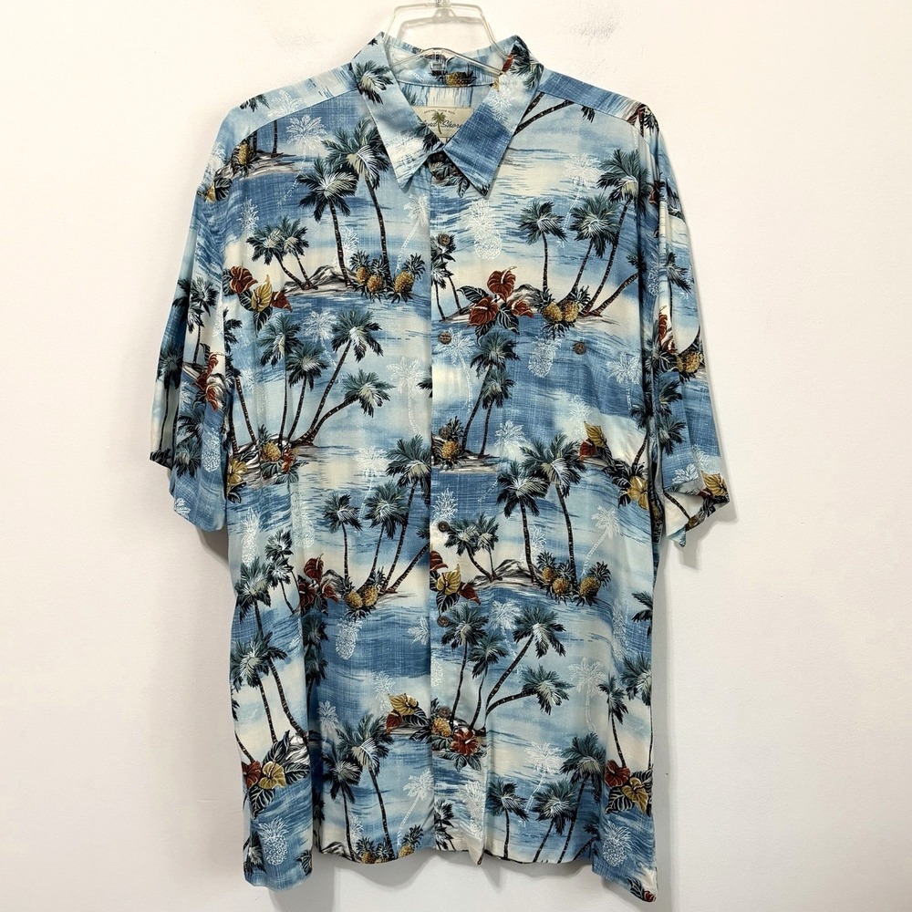 Island Shores Mens Hawaiian Shirt XL Tropical Short Sleeve Vacation Party Travel